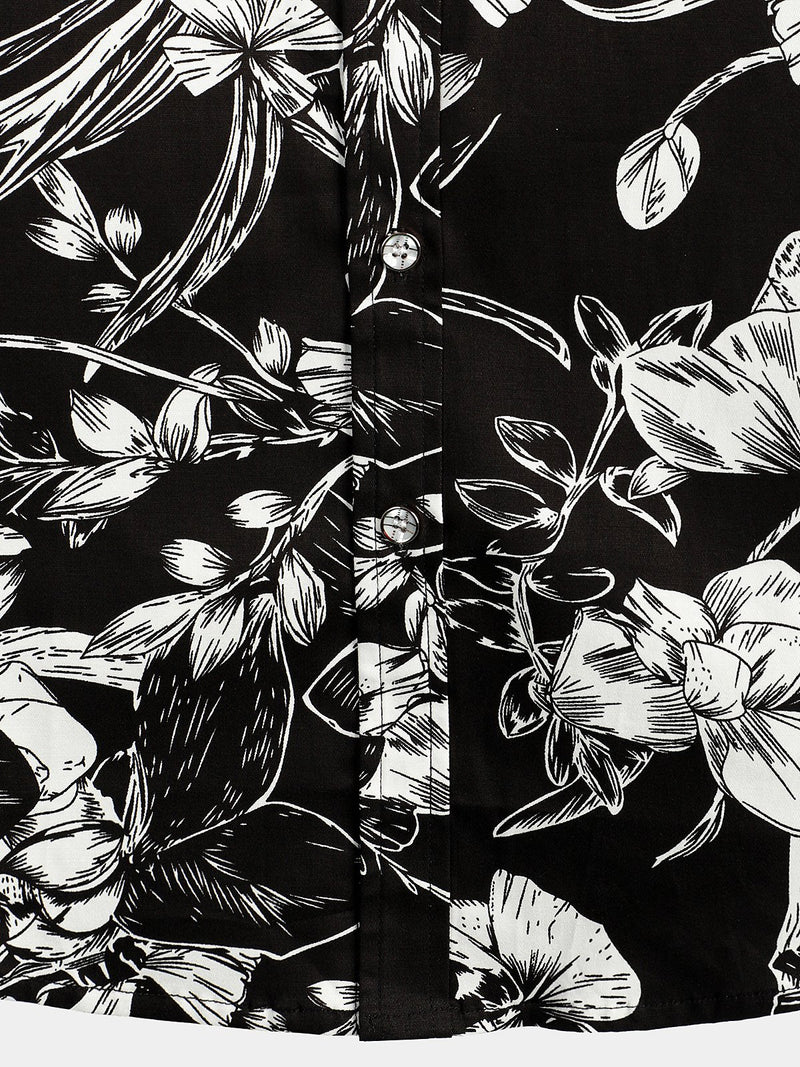 Men's Holiday Flower Print Short Sleeve Shirt