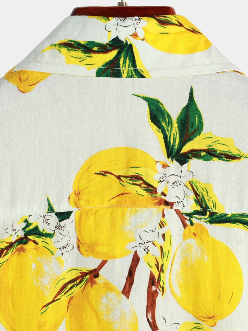 Men's Lemon Print Short Sleeve Hawaiian Shirt