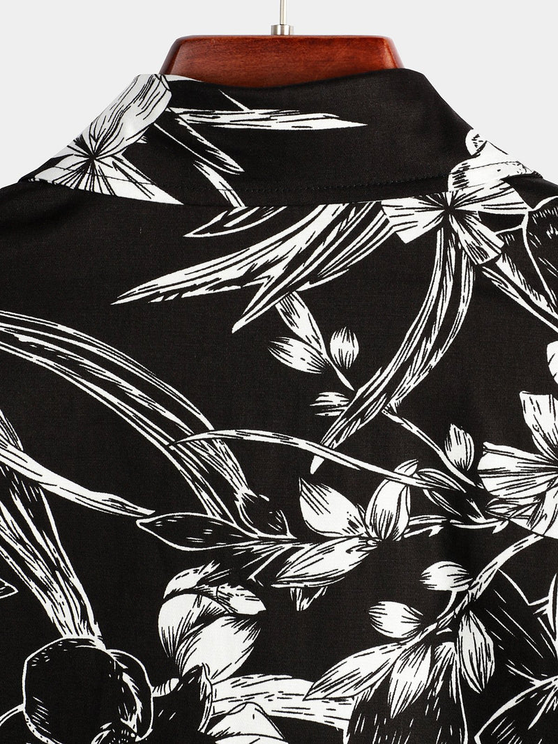 Men's Holiday Flower Print Short Sleeve Shirt