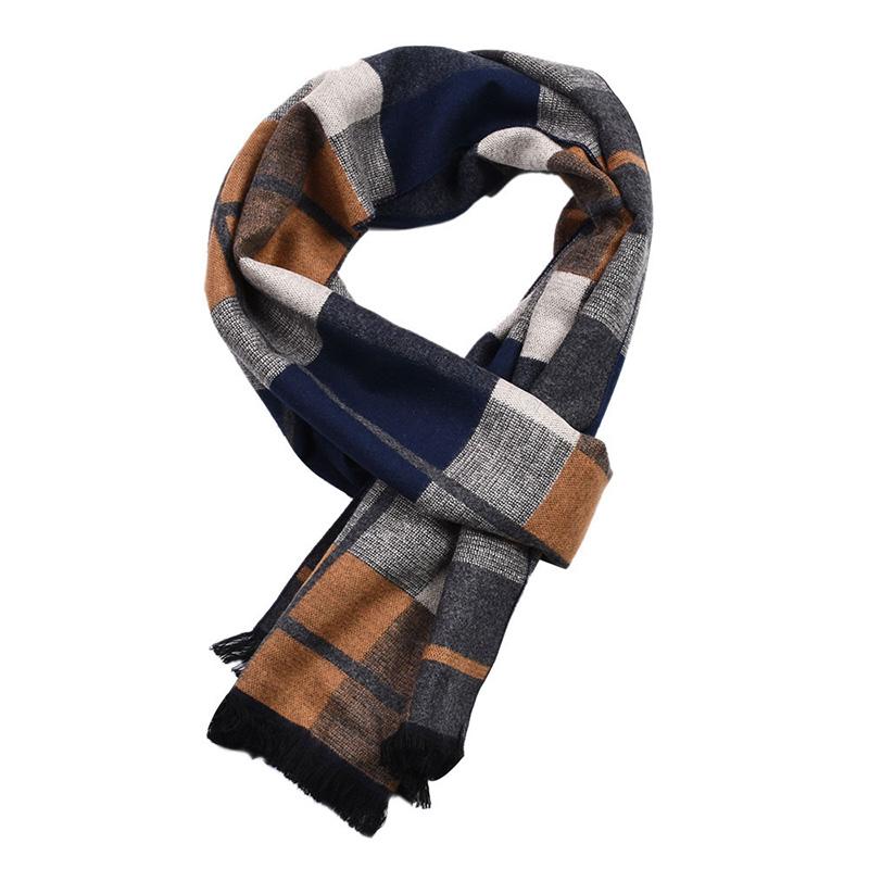 Men's Warm And Color Matching Plaid Scarf