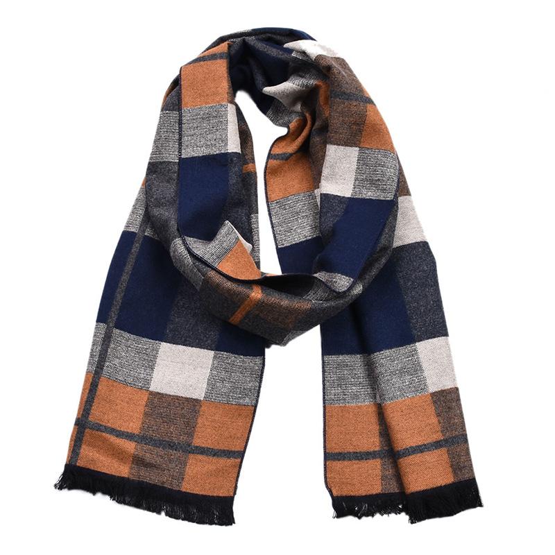 Men's Warm And Color Matching Plaid Scarf