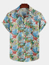 Men's Floral Printed Holiday Pocket Cotton Shirt