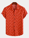 Men's Red Polka Dots Cotton Short Sleeve Shirt
