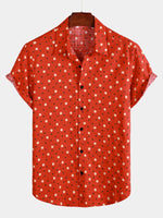 Men's Red Polka Dots Cotton Short Sleeve Shirt