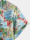 Men's Floral Printed Holiday Pocket Cotton Shirt