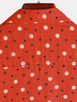 Men's Red Polka Dots Cotton Short Sleeve Shirt