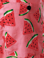 Men's Breathable Tropical Fruit Cotton Pink Watermelon Beach Hawaiian Aloha Summer Shorts