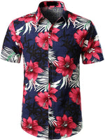 Men's Flower Casual Button Down Hawaiian Shirts&Shorts