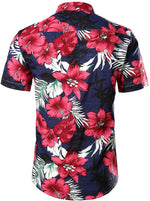 Men's Flower Casual Button Down Hawaiian Shirts&Shorts