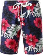 Men's Flower Casual Button Down Hawaiian Shirts&Shorts