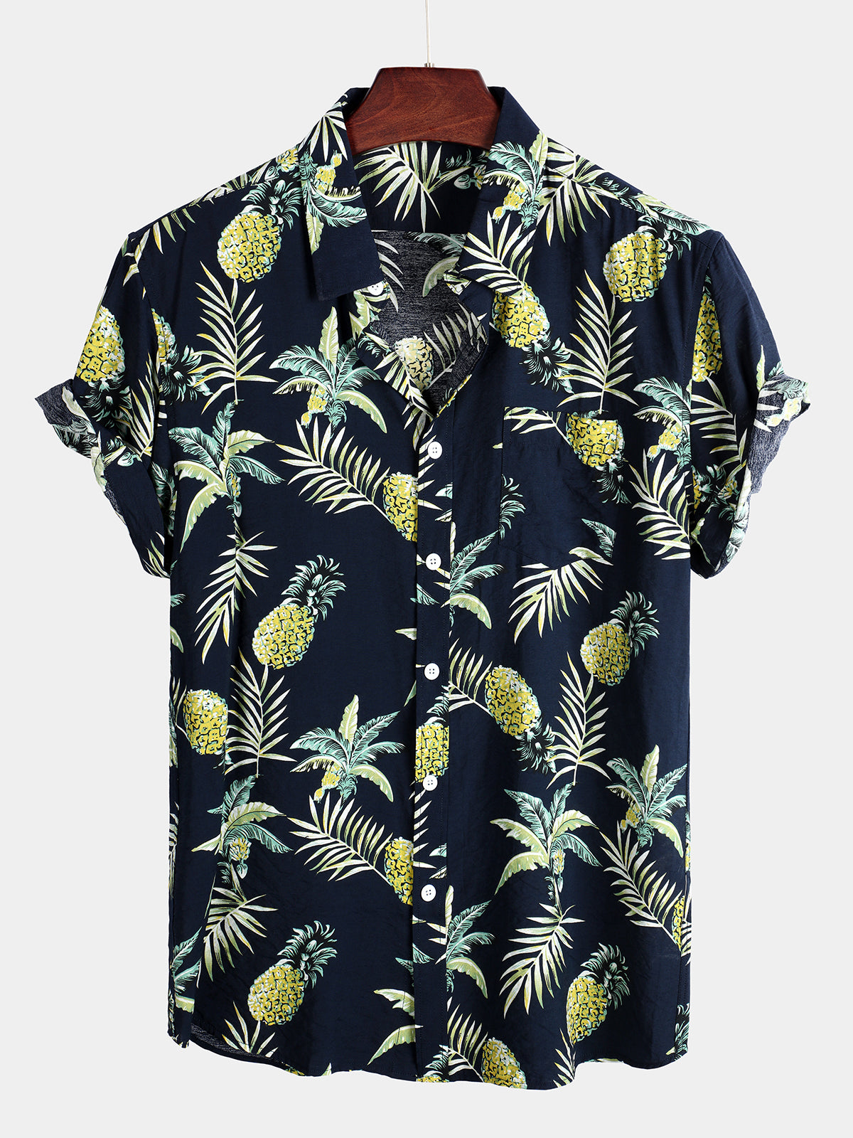 Men's Tropical Fruit Pineapple Holiday Cotton Shirt