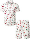 Men's Cherry Print Cotton Hawaiian Shirt & Shorts Set