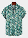 Men's Floral Retro Cotton Tropical Green Hawaiian Short Sleeve Shirt