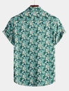 Men's Floral Retro Cotton Tropical Green Hawaiian Short Sleeve Shirt