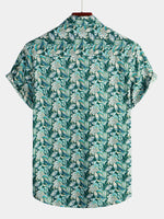Men's Floral Retro Cotton Tropical Green Hawaiian Short Sleeve Shirt