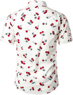 Men's Cherry Print Cotton Hawaiian Shirt & Shorts Set