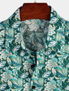Men's Floral Retro Cotton Tropical Green Hawaiian Short Sleeve Shirt