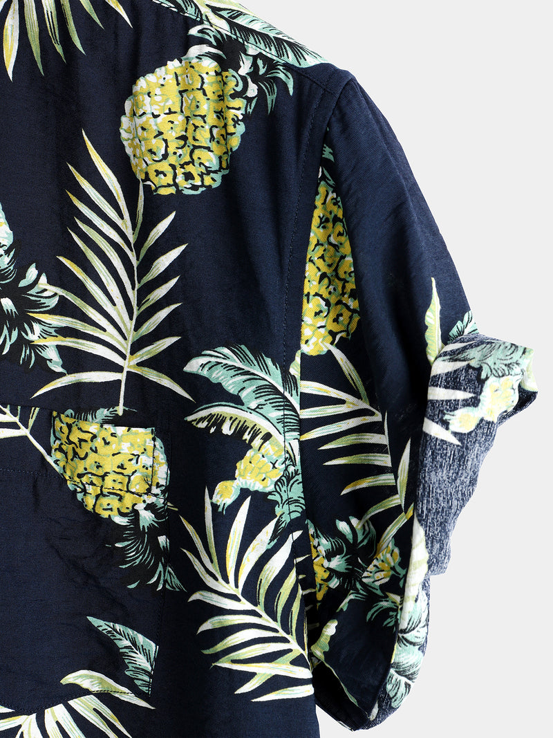 Men's Tropical Fruit Pineapple Holiday Cotton Shirt