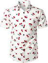 Men's Cherry Print Cotton Hawaiian Shirt & Shorts Set