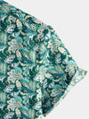 Men's Floral Retro Cotton Tropical Green Hawaiian Short Sleeve Shirt