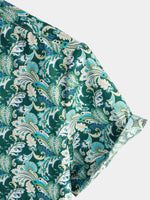 Men's Floral Retro Cotton Tropical Green Hawaiian Short Sleeve Shirt