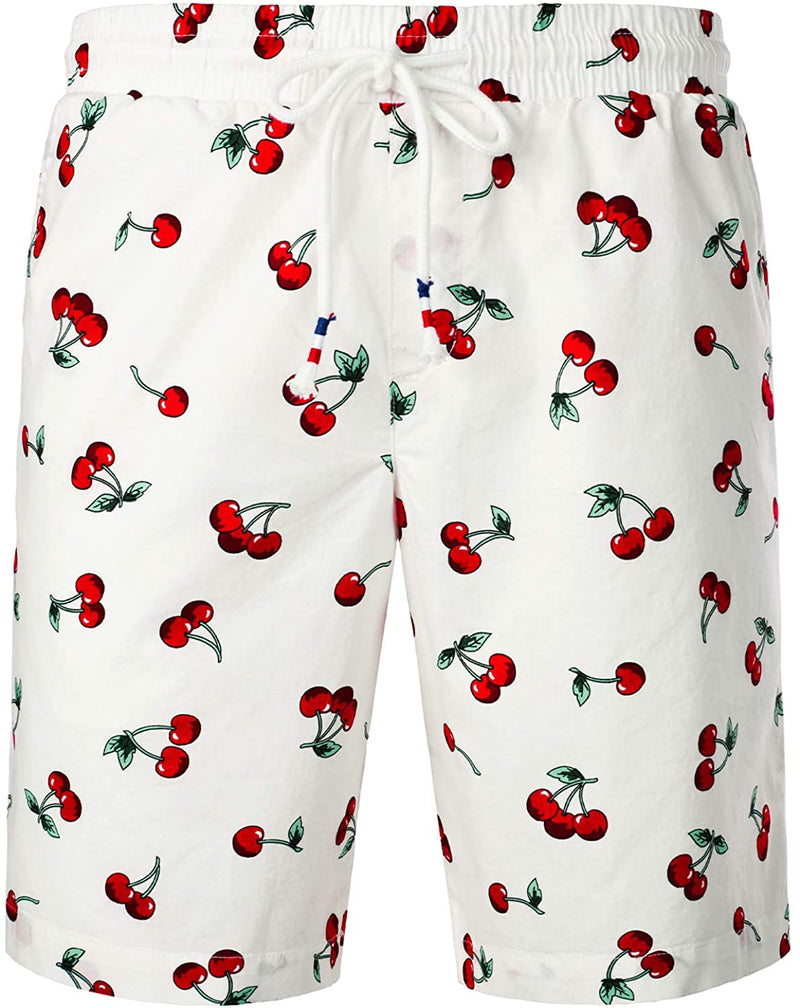 Men's Cherry Print Cotton Hawaiian Shirt & Shorts Set