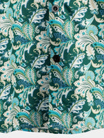 Men's Floral Retro Cotton Tropical Green Hawaiian Short Sleeve Shirt