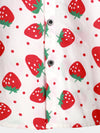 Men's Strawberry Print Fruit Cotton Button up Hawaiian Resort Cotton Collared Shirt