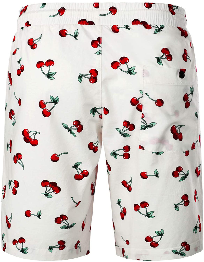 Men's Cherry Print Cotton Hawaiian Shirt & Shorts Set
