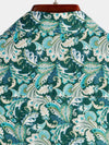 Men's Floral Retro Cotton Tropical Green Hawaiian Short Sleeve Shirt