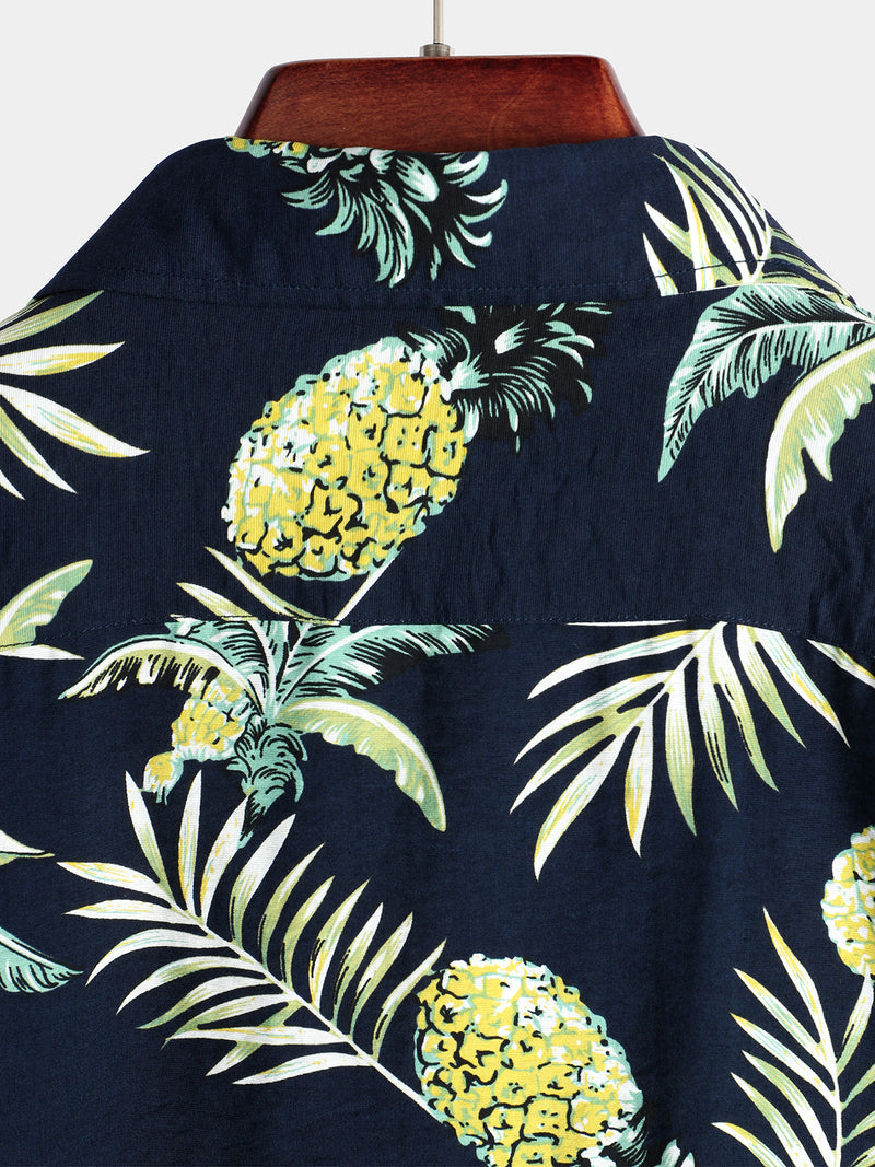 Men's Tropical Fruit Pineapple Holiday Cotton Shirt