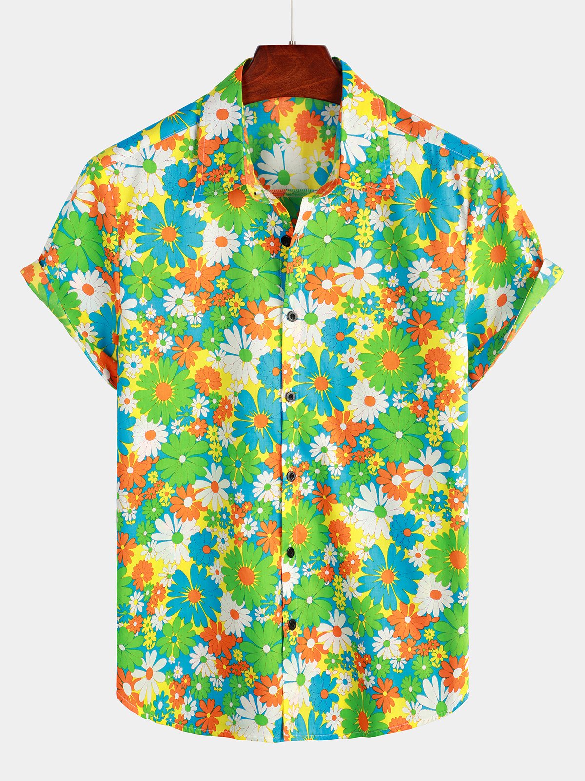Men's Floral Cotton Tropical Hawaiian Mystery Machine Short Sleeve Shirt