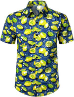Men's Lemon Print Cotton Hawaiian Shirt & Shorts Set