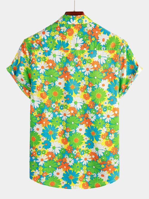 Men's Floral Cotton Tropical Hawaiian Mystery Machine Short Sleeve Shirt