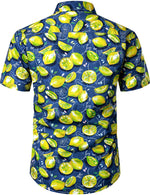 Men's Lemon Print Cotton Hawaiian Shirt & Shorts Set