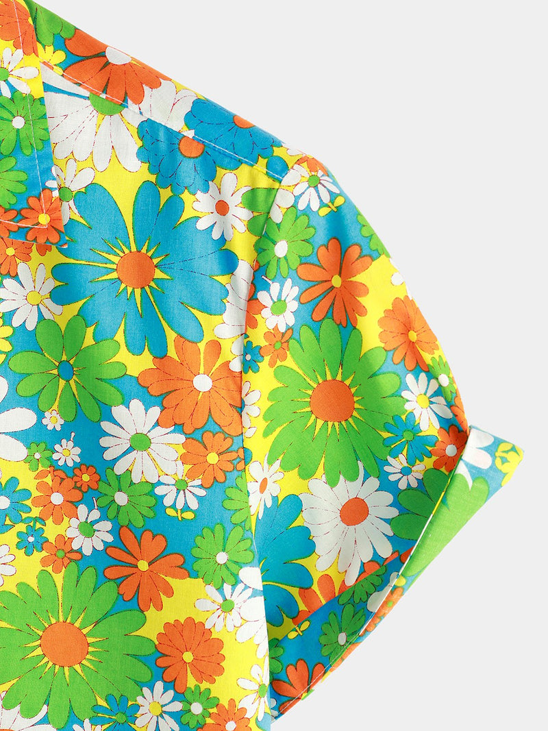 Men's Floral Cotton Tropical Hawaiian Mystery Machine Short Sleeve Shirt
