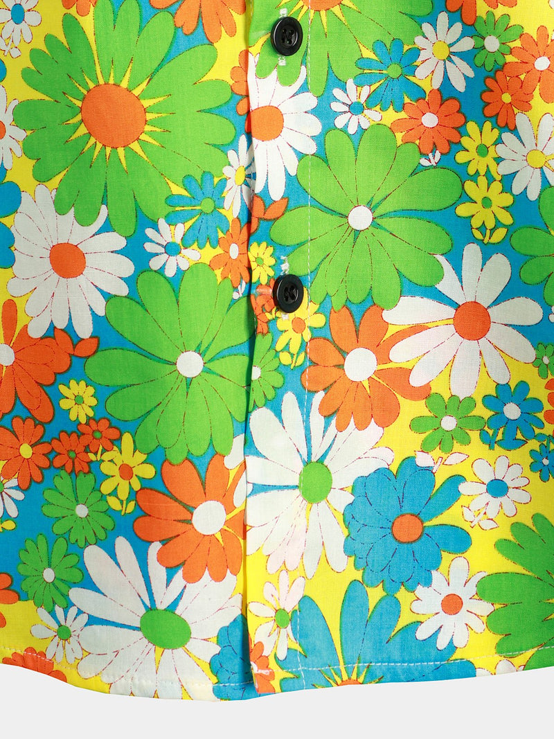 Men's Floral Cotton Tropical Hawaiian Mystery Machine Short Sleeve Shirt