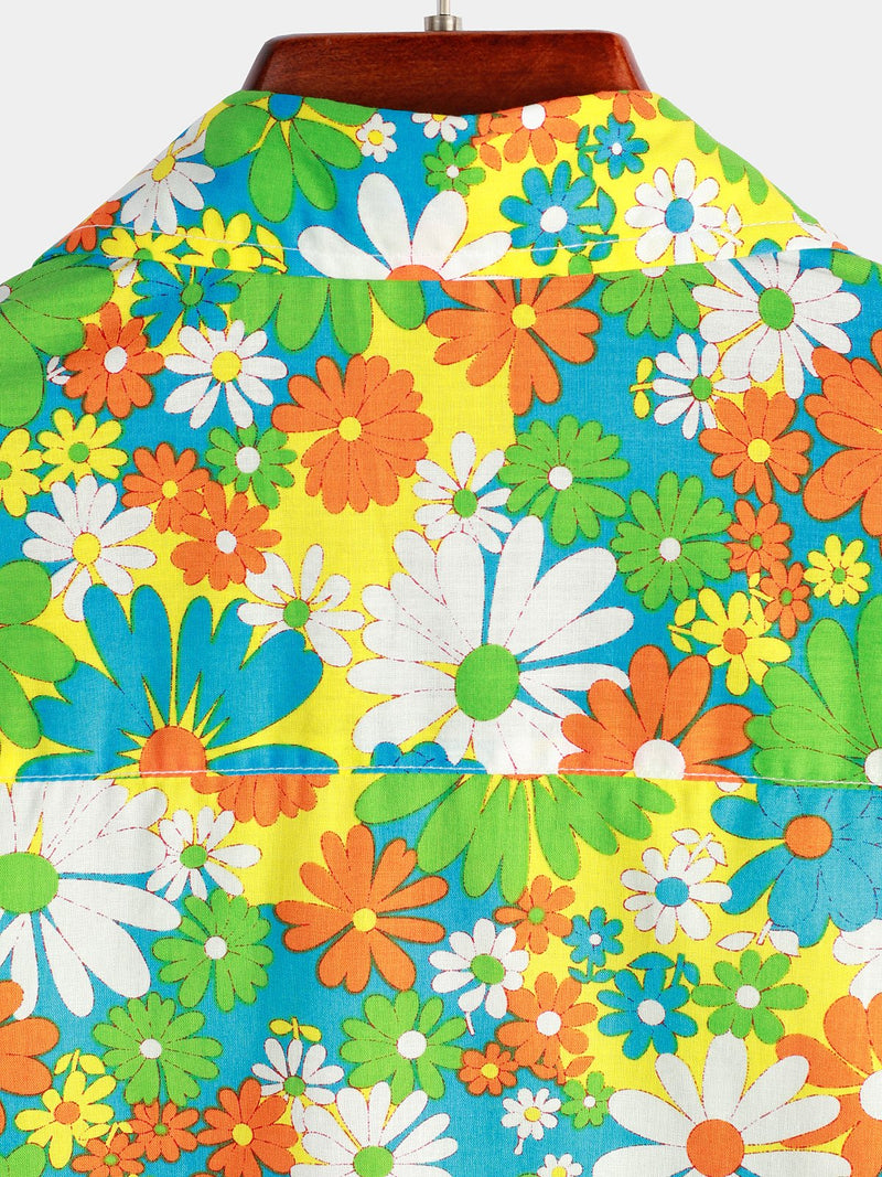 Men's Floral Cotton Tropical Hawaiian Mystery Machine Short Sleeve Shirt