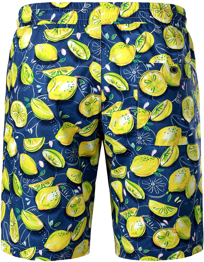 Men's Lemon Print Cotton Hawaiian Shirt & Shorts Set