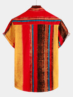 Men's Colorful Breathable Cotton Short Sleeve Striped Shirt