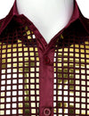 Mens Dress Shirt Silver Sequins Long Sleeve Button Down Disco Shirt Party Costume