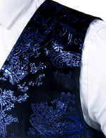Mens Hipster Metallic Paisley Printed Single Breasted V-Neck Suit Vest/Tuxedo Waistcoat