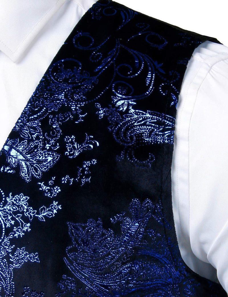 Mens Hipster Metallic Paisley Printed Single Breasted V-Neck Suit Vest/Tuxedo Waistcoat