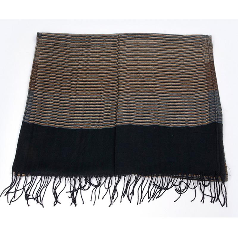 Men's Striped Double-Sided Fringed Scarf
