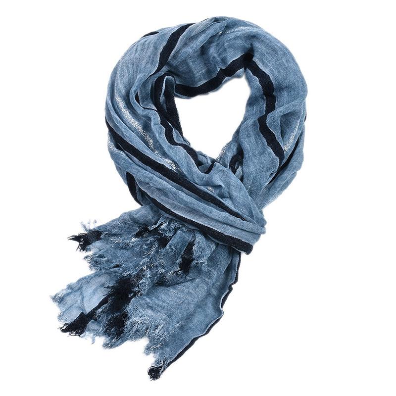 Men's Retro Literary Gold Thread Striped Scarf