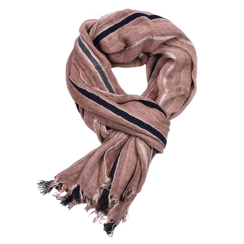 Men's Retro Literary Gold Thread Striped Scarf