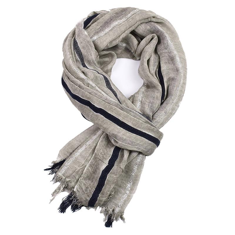 Men's Retro Literary Gold Thread Striped Scarf