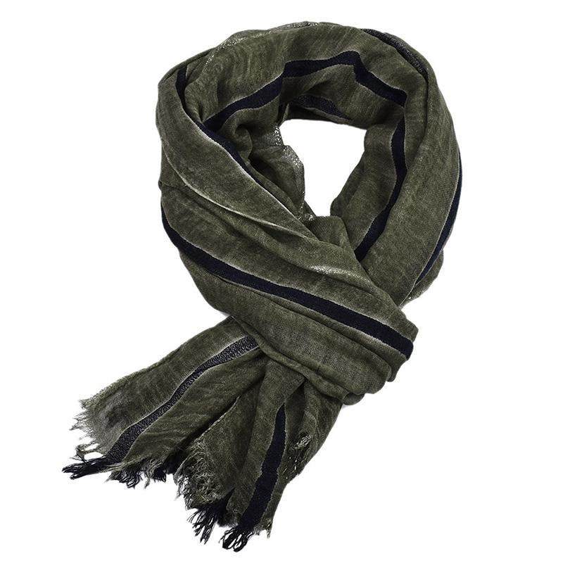 Men's Retro Literary Gold Thread Striped Scarf