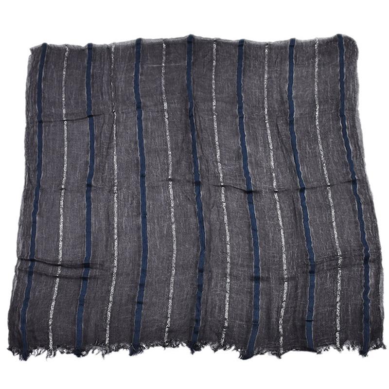 Men's Retro Literary Gold Thread Striped Scarf
