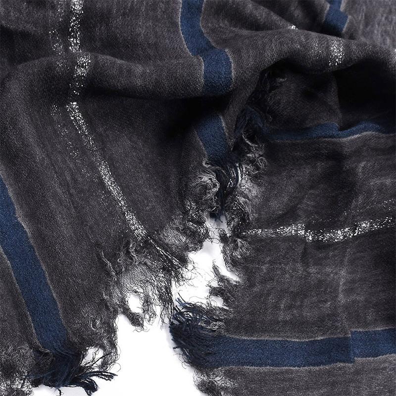 Men's Retro Literary Gold Thread Striped Scarf